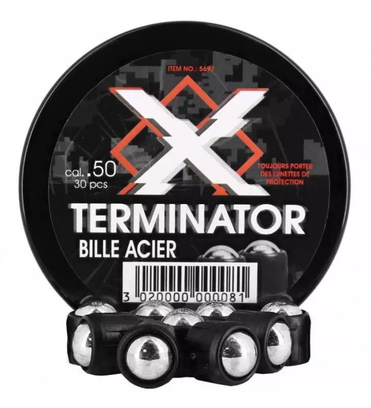 BOITE X-TERMINATOR 30 BILLES ACIER Cal.50 - Paintball Connexion